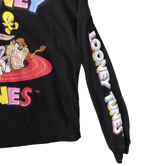 Looney Tunes Cropped Tee Size 11/12 Black Long Sleeve Graphic - Picture 3 of 6